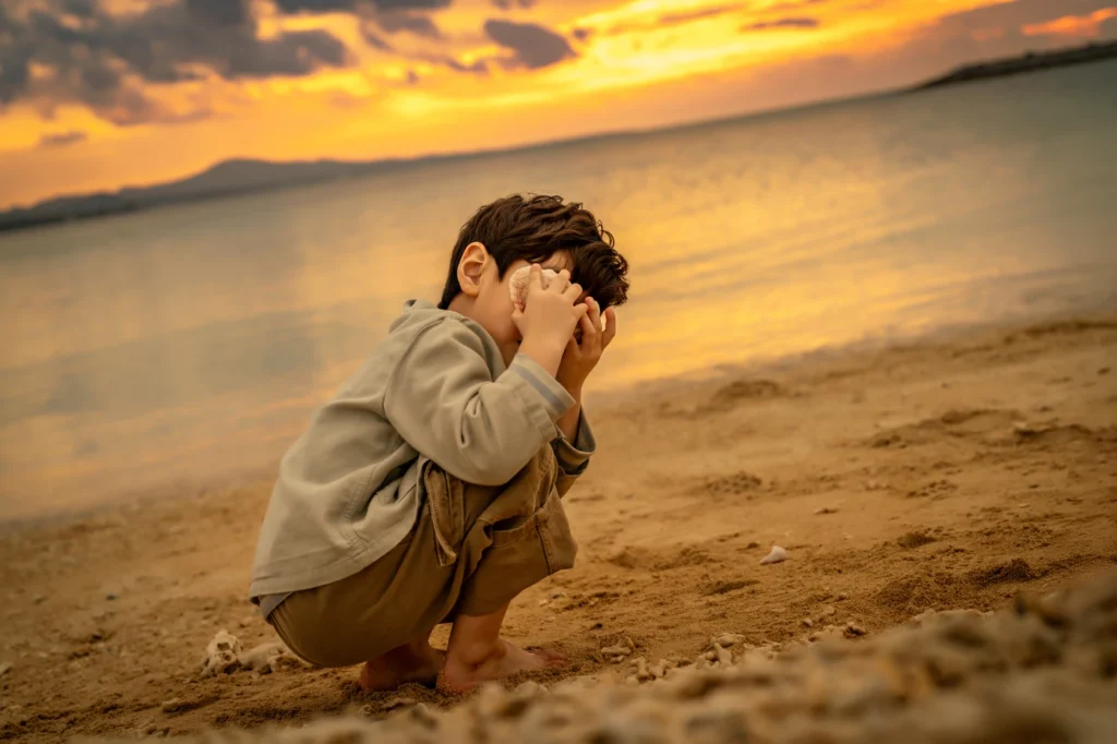 오키나와 스냅 눈 가리는 모습