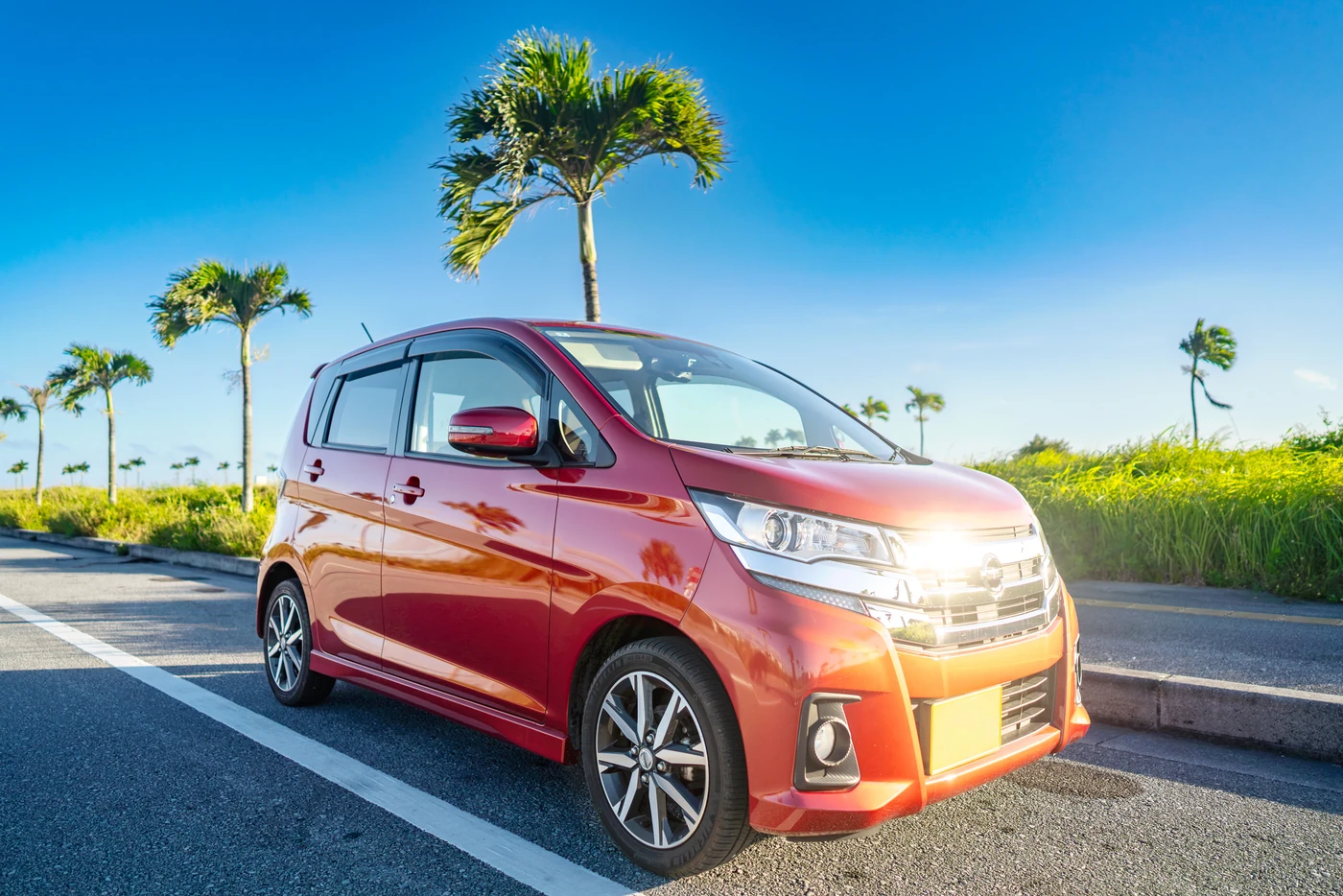 沖縄レンタカーのニッサンデイズ車両の様子