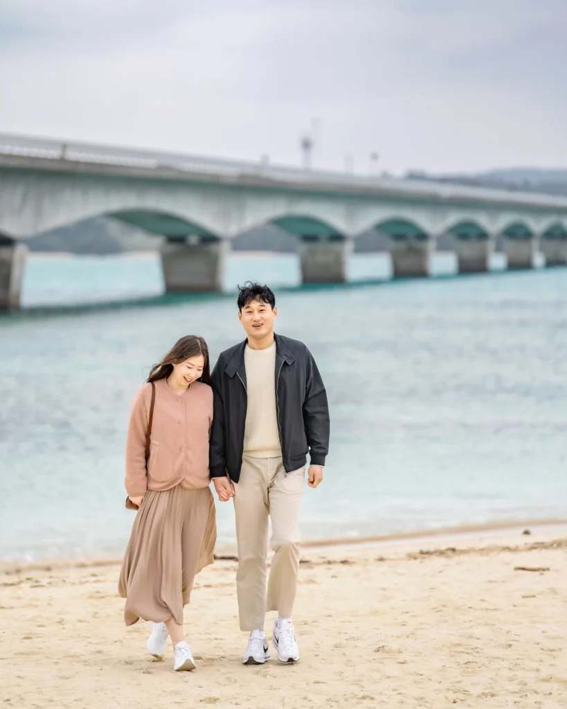 오키나와 스냅 코우리 해변 걷기