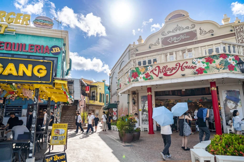 On 15th August 2025, the weather in Okinawa at American Village was at its hottest.