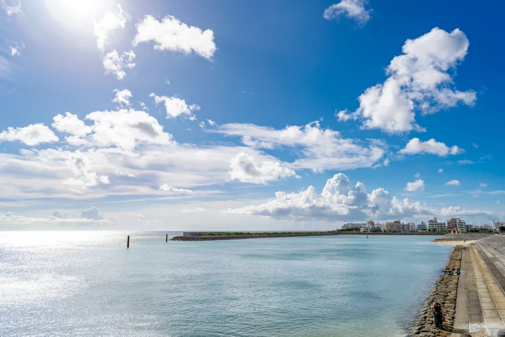 The weather in Okinawa on 15th August 2025 at the American Village on the west coast. The clouds were impressively beautiful.