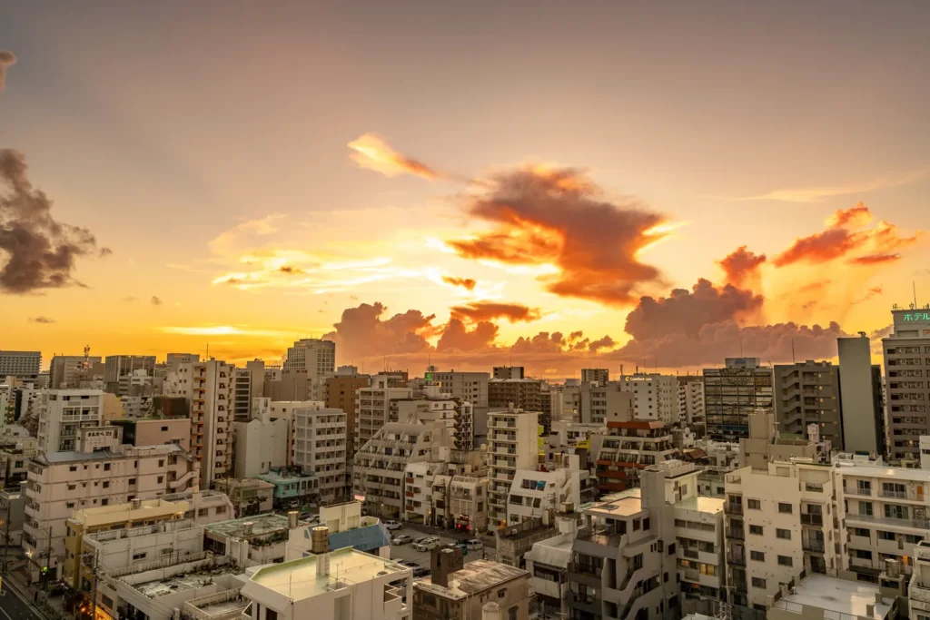 노을녘 마에지마 일대의 모습