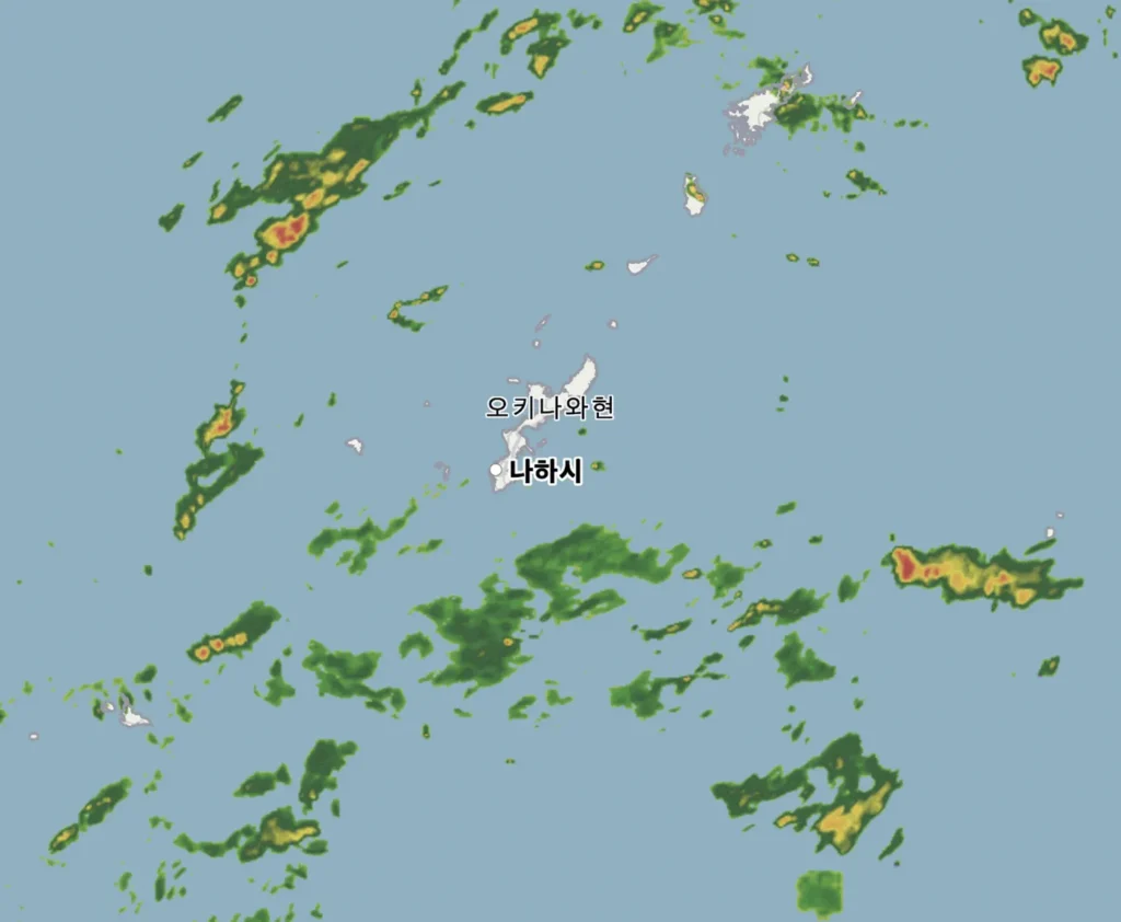 오키나와 주변 비구름 현황 레이더