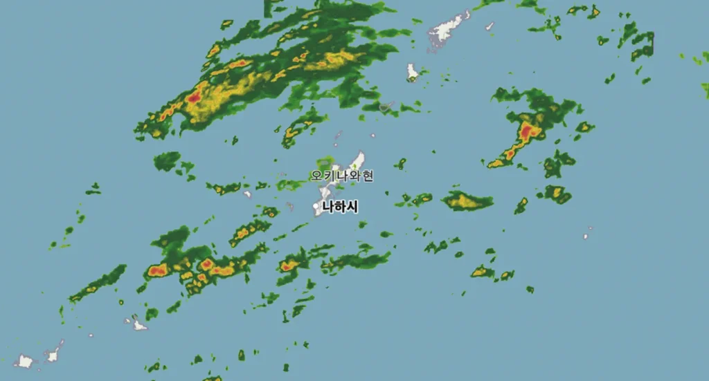 오키나와 주변 구름 분포도