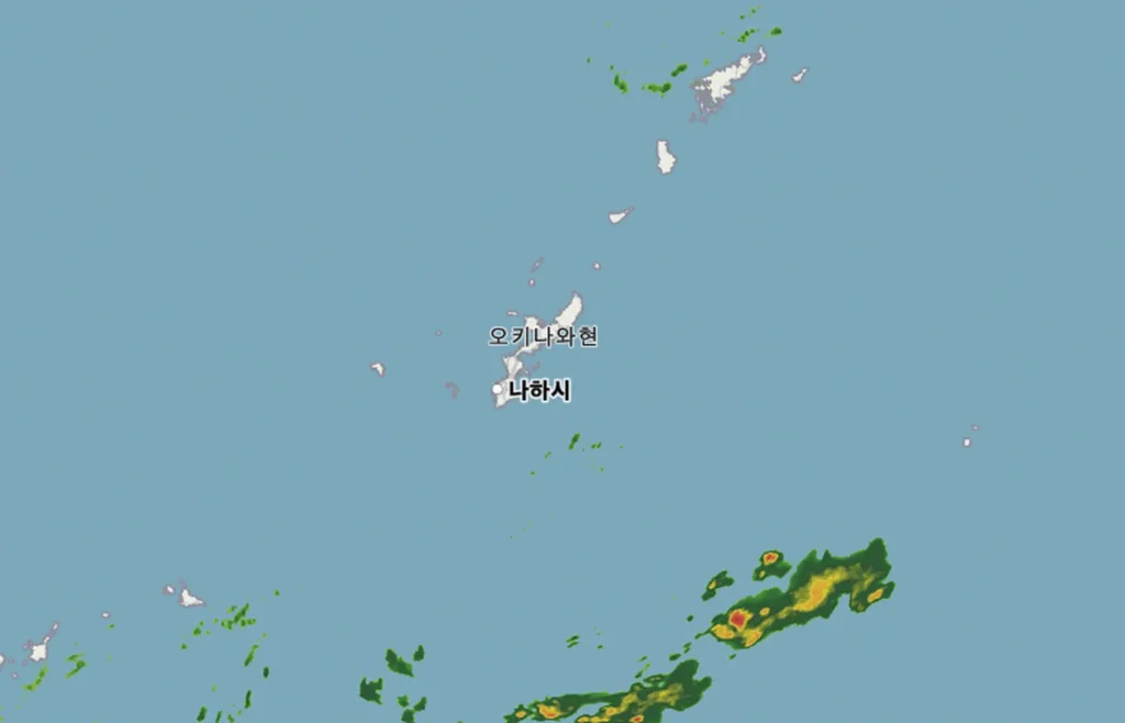 오키나와 주변 구름 기상 레이더