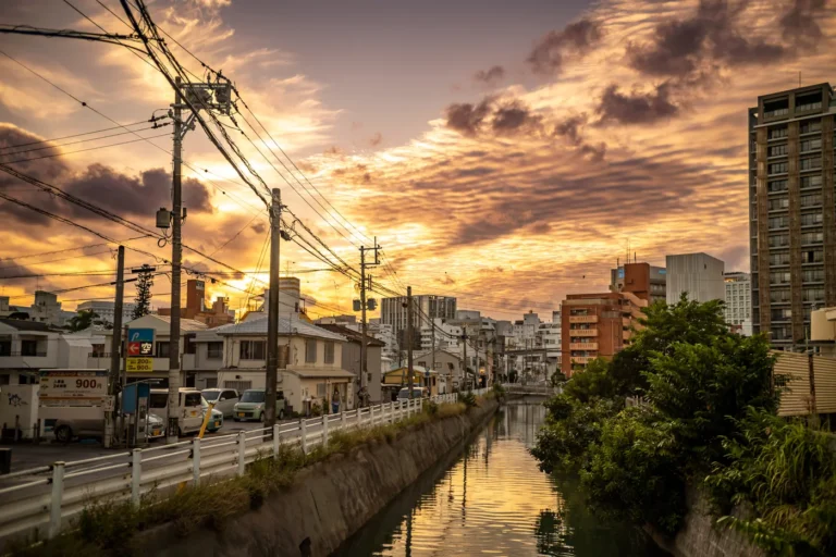 The sunset view at Naha Miebashi