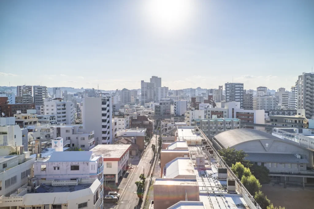 아침 오키나와 미에바시의 모습